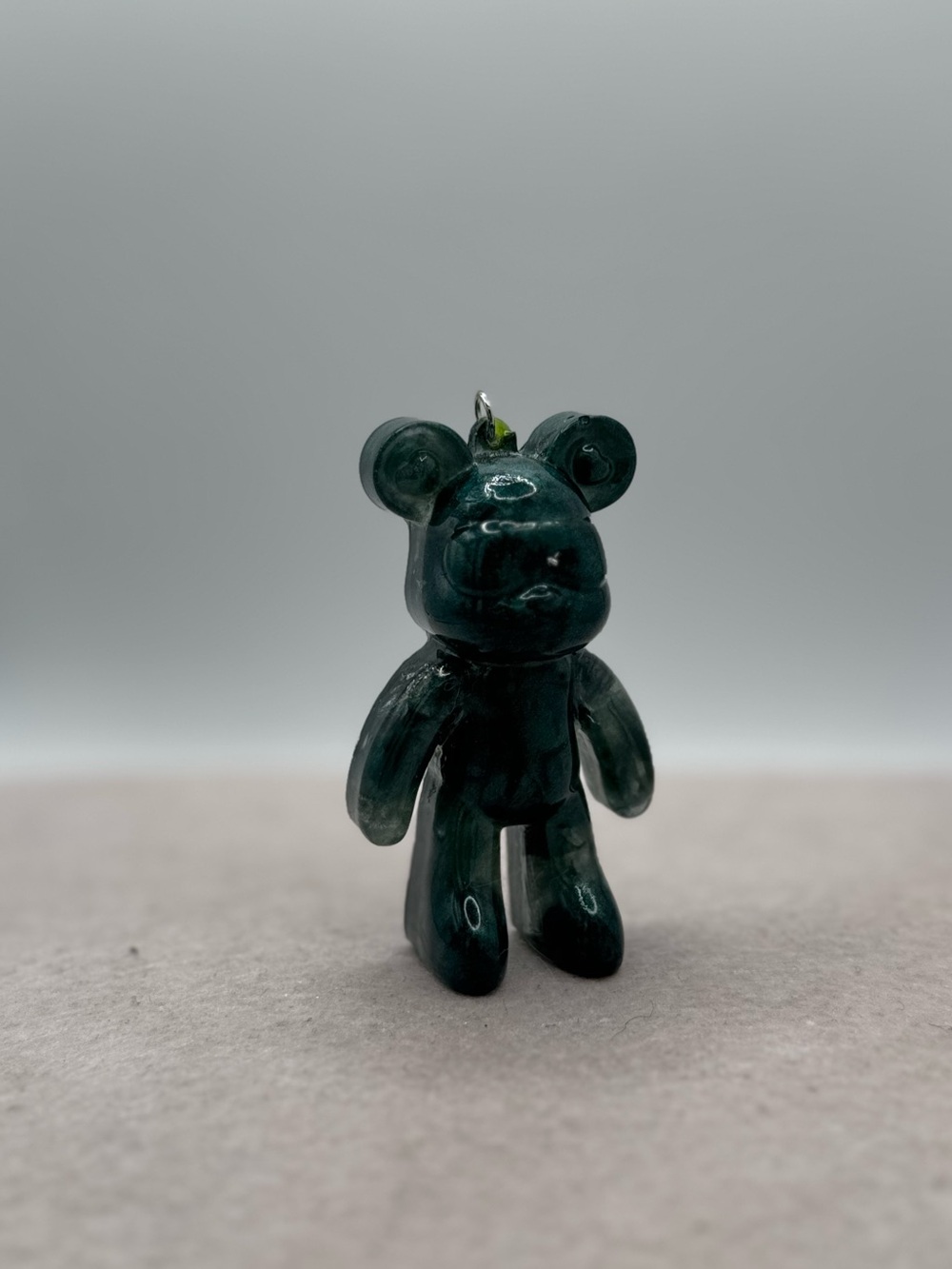 Dark Green Bear Charm Keychain